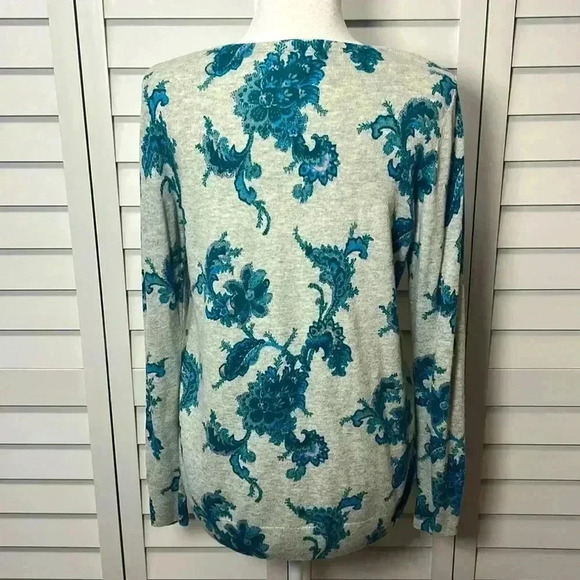 LOFT Floral Paisley Wool Blend Scoop Neck Sweater Size Medium - Picture 8 of 9